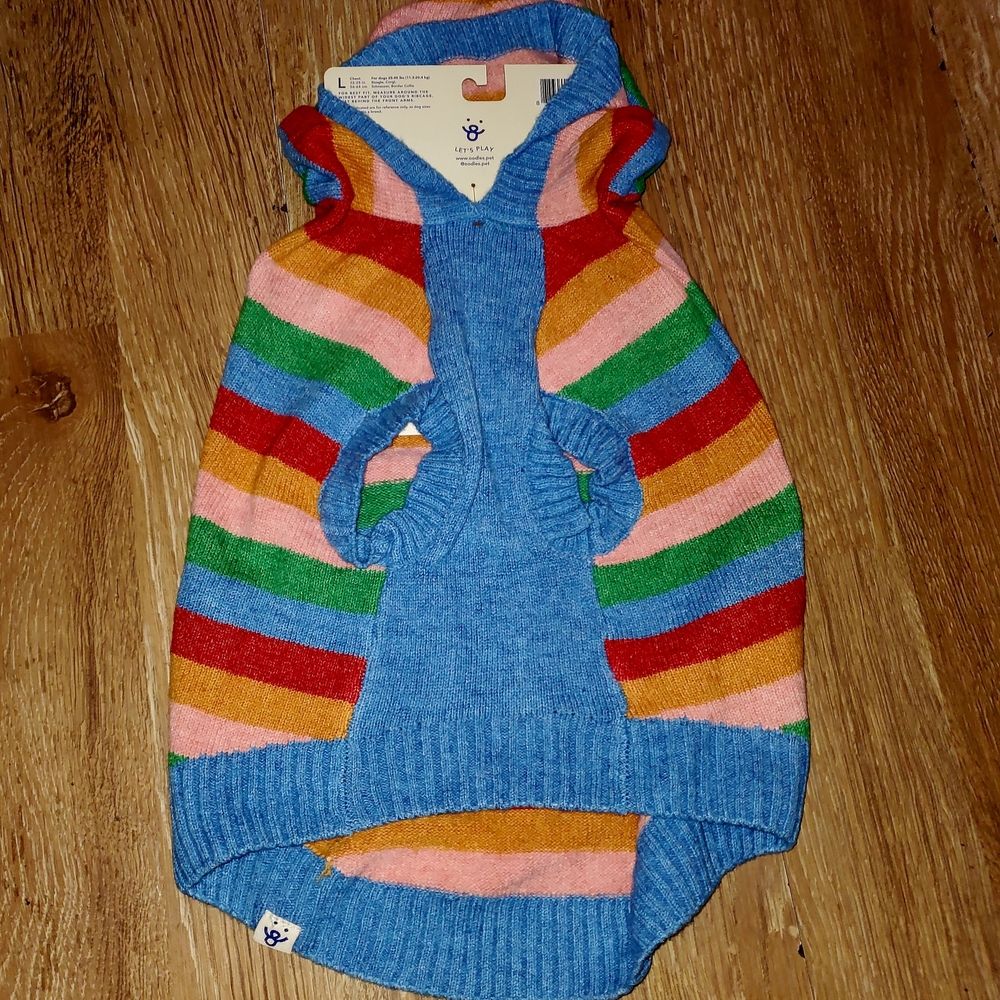 Colorful Striped Dog Sweater W. Hood